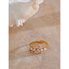 Delicate Fashion Imitation Pearls Zirconia Adjustable Gold Ring