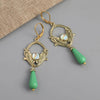 Bohemian Round Inlaid With Green Stones Drop Earring