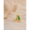 Bague ajustable ouverte en pierre naturelle d'agate verte