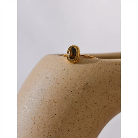 Fashion Natural Stone Oval Thin Chic Ring