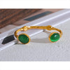 Bracelet manchette couleur or en pierre naturelle verte