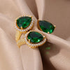 Cubic Zirconia Green Water Drop Ring