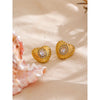 Zirconia Heart Love Gold Stud Earring