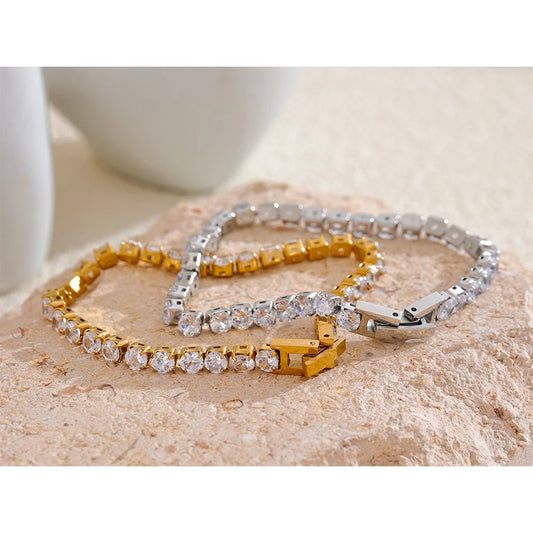 Shiny Zirconia Chain Wrist Bracelet