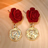 French Retro Red Velvet Pink Pendant Earring