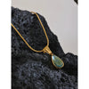 Green Glass Crystal Water Drop Pendant Necklace