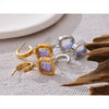 Square With Crystal Drop Dangle Earring