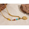 Natural Stone Beads Sun Pendant France Necklace