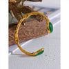 Green Natural Stone Gold Color Cuff Bracelet