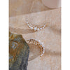 High Quality Shiny Cubic Zirconia Simulated Pearls Moon Stud Earring