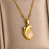 Oval Stone Dolphin Pendant Necklace