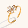 Five Petals Zircon Stainless Ring