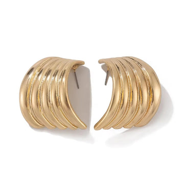 Shaped Striped Retro Stud Earring