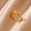 Stars Embossed Hoop Double Layer Open Ring