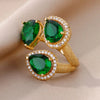 Cubic Zirconia Green Water Drop Ring