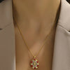 Virgin Mary Rose Flower Pendant Necklace