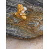 Shell Simulated Pearls Gold Finger Ring