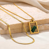 Double Layer Green Zirconia Pendant Necklace