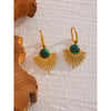 Green Natural Stone Leaves Drop Hoop Earring