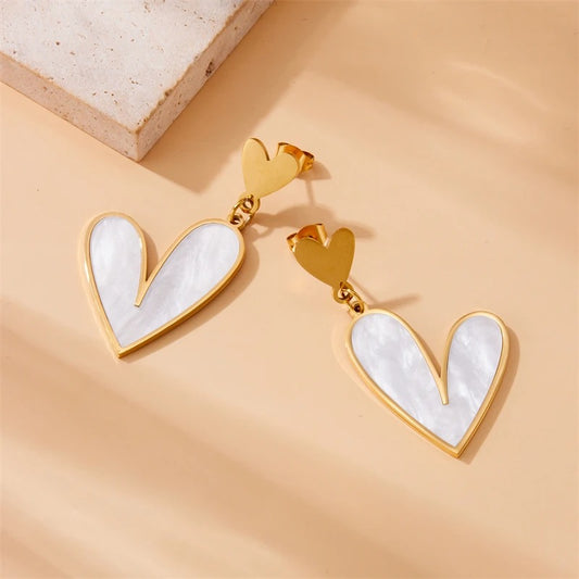 White Fritillaria Heart Stud Earring