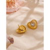 Zirconia Heart Love Gold Stud Earring