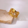 Zircon Chunky Geometric Link Ring