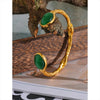 Green Natural Stone Gold Color Cuff Bracelet