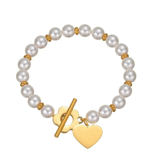 Imitation Pearl Heart Shaped Bracelet