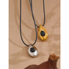 Agate Stone Pendant Pu Leather Necklace