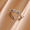 Stars Embossed Hoop Double Layer Open Ring