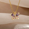 Aesthetic Zircon Butterfly Pendant Necklace