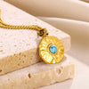 Natural Stone Round Pendant Necklace