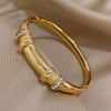 Shiny Bamboo Shape Cuff Waterproof Stackable Bracelet