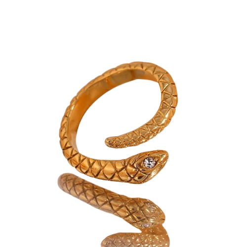 Bague serpent avec œil de cristal ouvrant