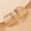 Shaped Striped Retro Stud Earring