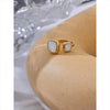 Stylish Natural Shell Square Gold Color Ring