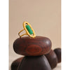 Bague ajustable ouverte en pierre naturelle d'agate verte