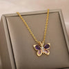 Aesthetic Zircon Butterfly Pendant Necklace