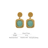 Trendy Green Natural Stone Dangle Earring