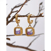 Square With Crystal Drop Dangle Earring