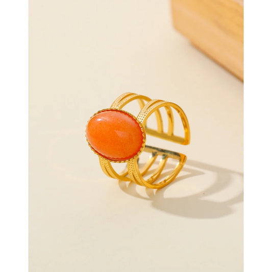 Orange Natural Stone Ring