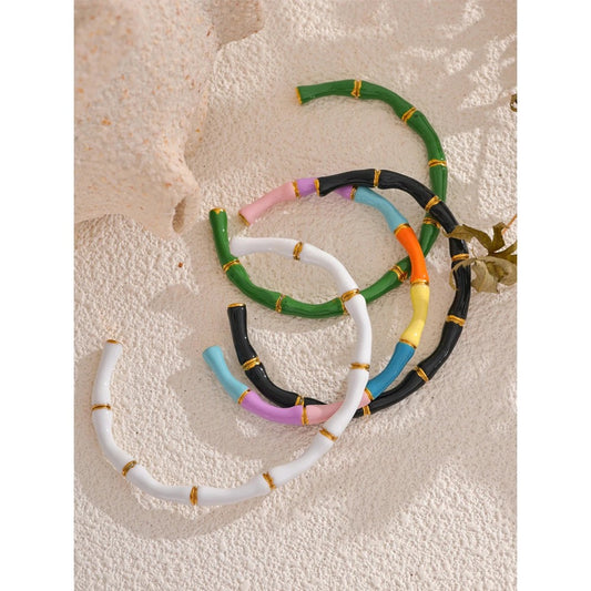 Colorful Summer Bamboo Cuff Opening Bracelet