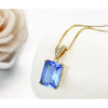 Princess Ocean Blue CZ Suspension Necklace