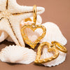 Surface Pitted Heart Shaped Pendant Earring