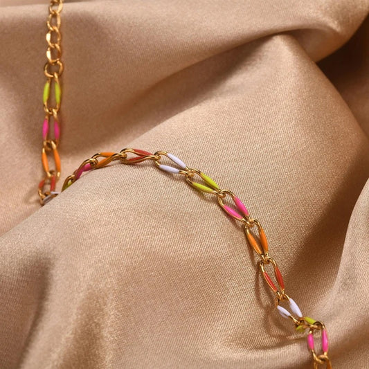 Bohemia Colorful Enamel Twisted Chain Bracelet