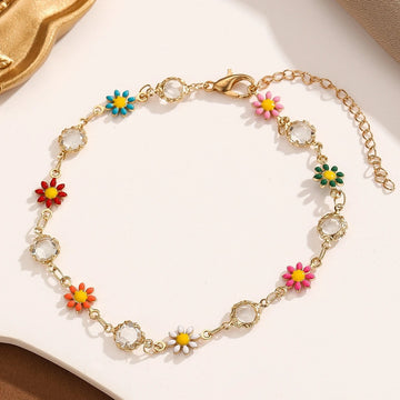 Kinitial Daisy Flower Anklet