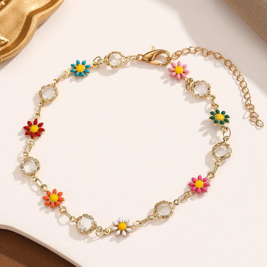 Bracelet de cheville Kinitial Daisy Flower