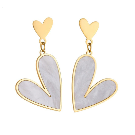 White Fritillaria Heart Stud Earring