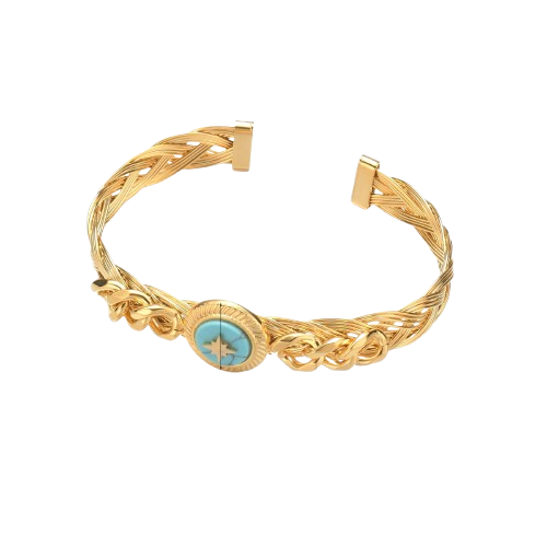 Inlaid Round Turquoise Bracelet