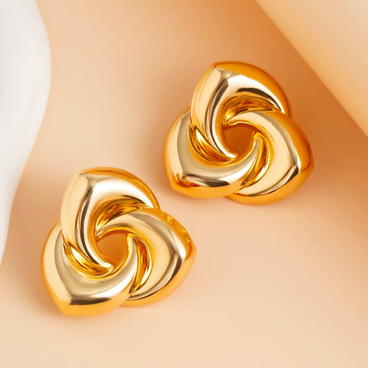 Ingesight. Z Gold Color Spiral Rose Flower Earring